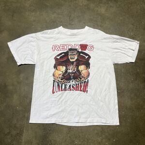 Vintage 90s Red Dog Unleashed White Graphic T-Shirt